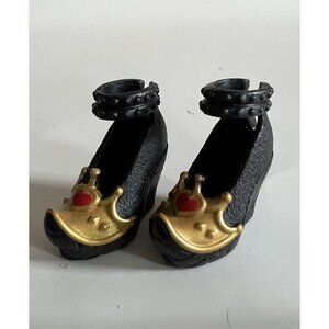 Disney Descendants Doll Shoes Genie Chic Evie Black Gold Crown Heels Only